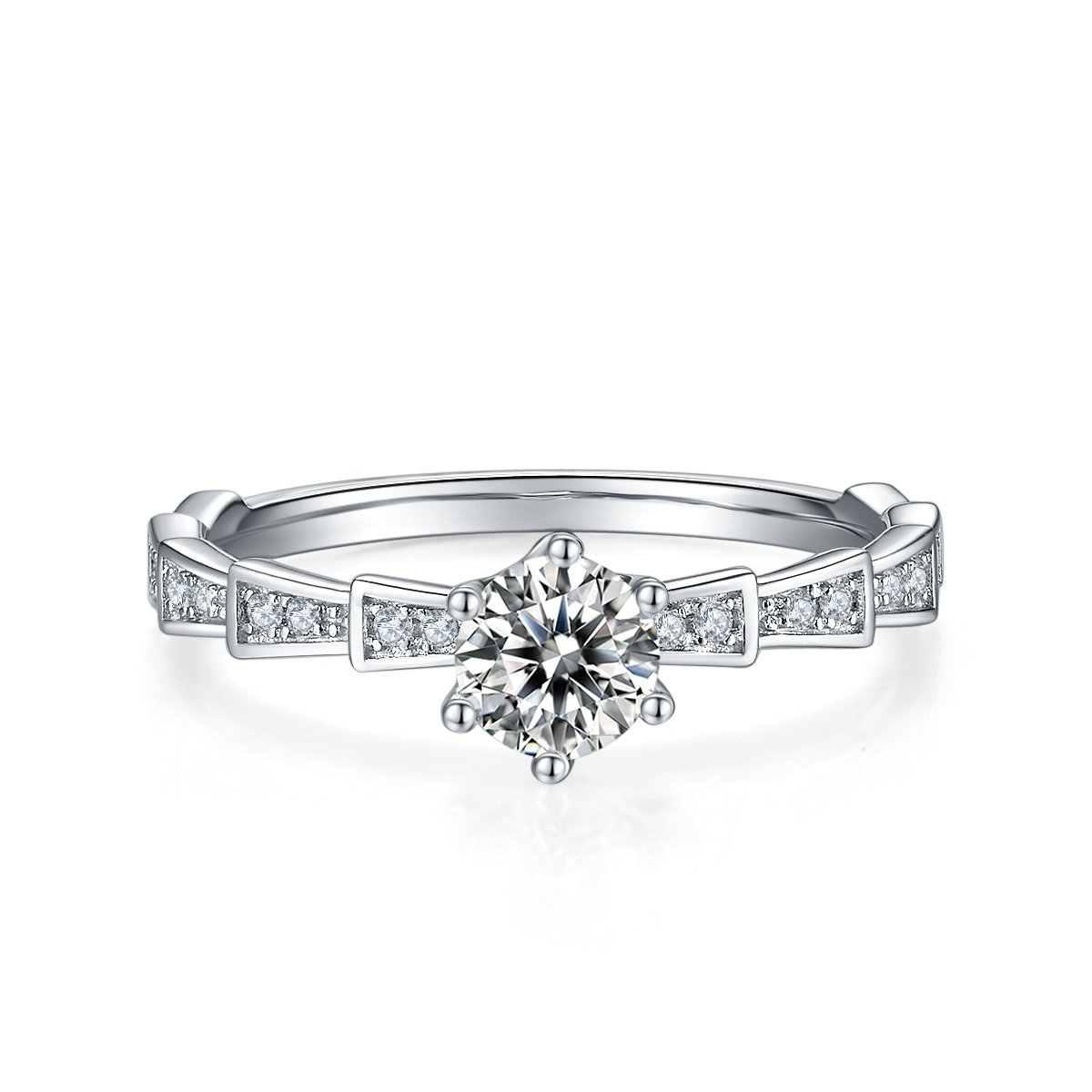 Micro inlaid mechanical snake S925 silver plated platinum Moissanite women's ring 50 points D-grade